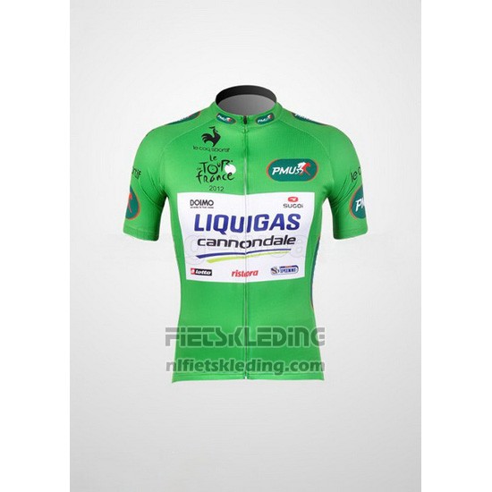 2012 Fietskleding Liquigas Cannondale Wit en Groen Korte Mouwen en Koersbroek